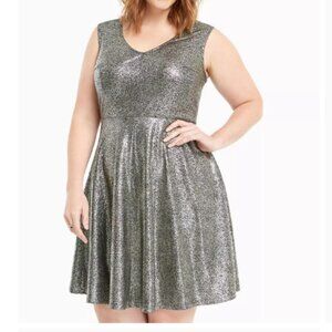 Torrid Metallic Gold Skater Dress 1